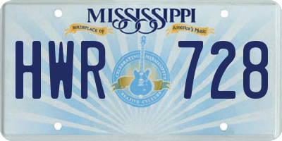 MS license plate HWR728