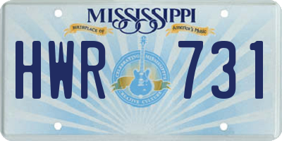 MS license plate HWR731