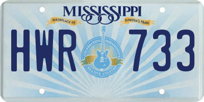 MS license plate HWR733