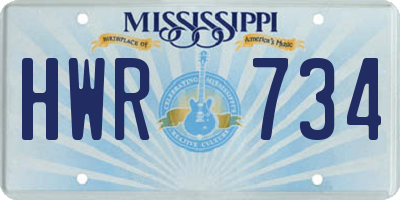 MS license plate HWR734