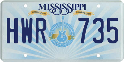 MS license plate HWR735