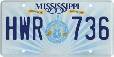 MS license plate HWR736