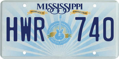MS license plate HWR740