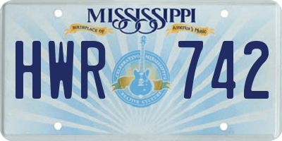 MS license plate HWR742