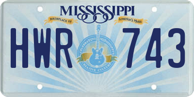 MS license plate HWR743
