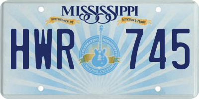 MS license plate HWR745