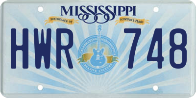 MS license plate HWR748