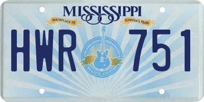 MS license plate HWR751