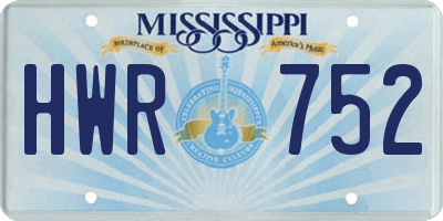 MS license plate HWR752