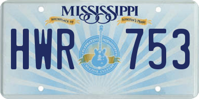 MS license plate HWR753