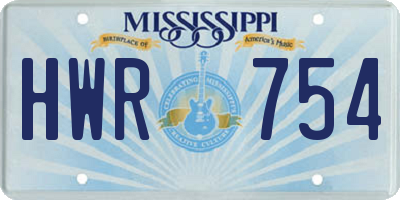 MS license plate HWR754
