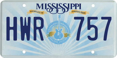 MS license plate HWR757