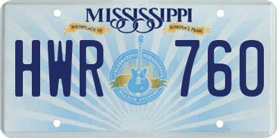MS license plate HWR760