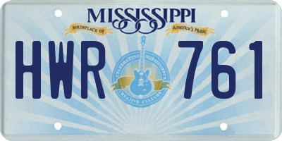 MS license plate HWR761