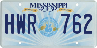 MS license plate HWR762