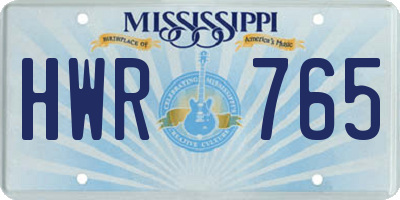 MS license plate HWR765
