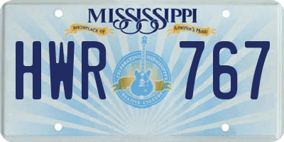 MS license plate HWR767