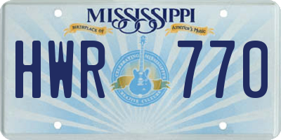 MS license plate HWR770