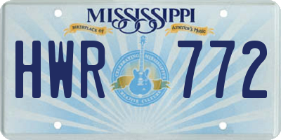 MS license plate HWR772