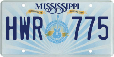 MS license plate HWR775