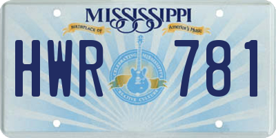 MS license plate HWR781