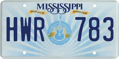 MS license plate HWR783
