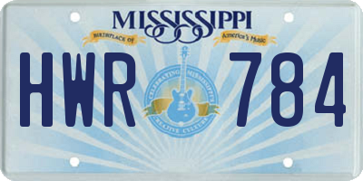 MS license plate HWR784