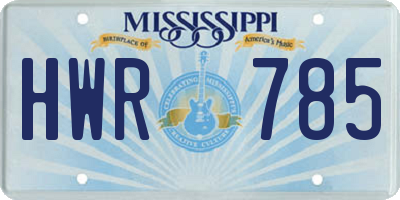 MS license plate HWR785