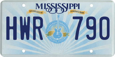 MS license plate HWR790