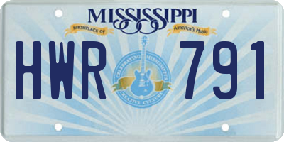 MS license plate HWR791