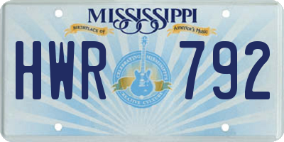 MS license plate HWR792