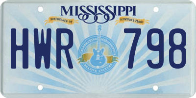 MS license plate HWR798