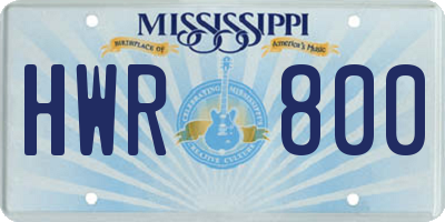 MS license plate HWR800