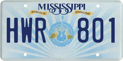 MS license plate HWR801