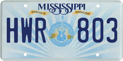 MS license plate HWR803