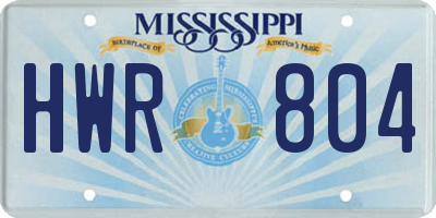 MS license plate HWR804