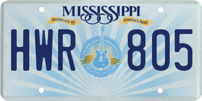 MS license plate HWR805