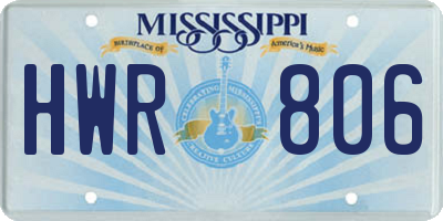 MS license plate HWR806