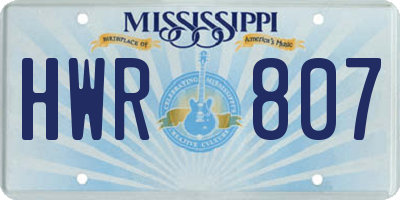 MS license plate HWR807