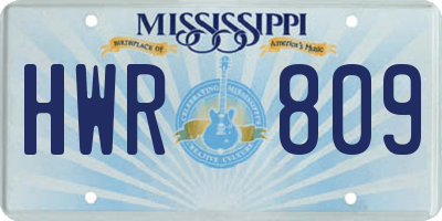 MS license plate HWR809