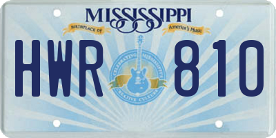 MS license plate HWR810