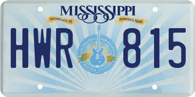 MS license plate HWR815