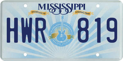 MS license plate HWR819