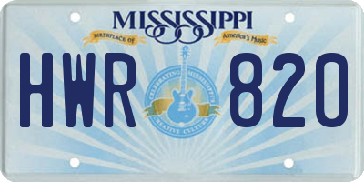 MS license plate HWR820