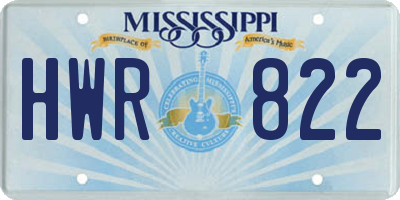 MS license plate HWR822