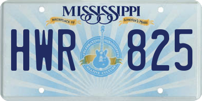 MS license plate HWR825