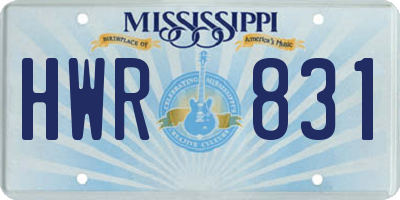 MS license plate HWR831