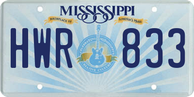 MS license plate HWR833