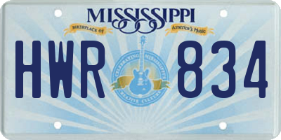 MS license plate HWR834