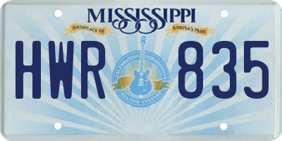 MS license plate HWR835